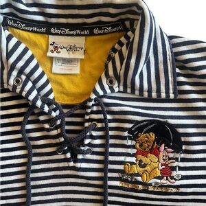 Disney Navy and White Striped Shirt with Winnie the Pooh Embroidery